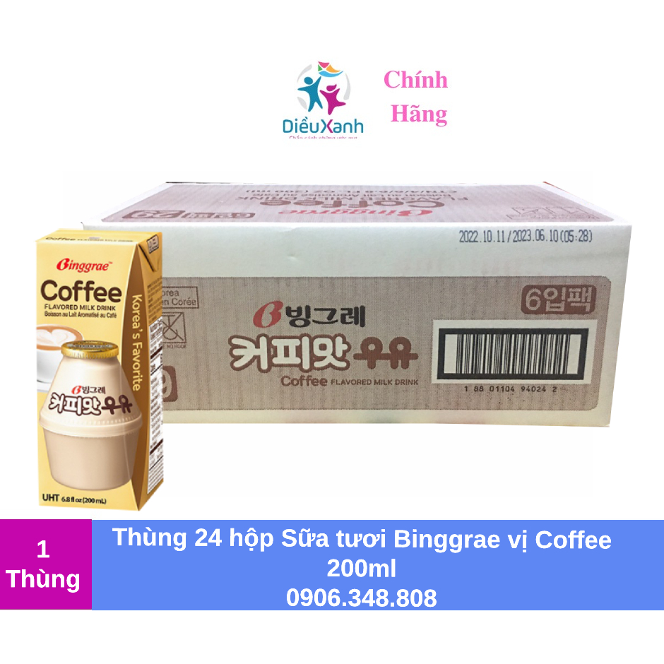 Thùng 24 Hộp  Sữa Tươi Binggrae Coffee 200ml - Nhập Khẩu Hàn Quốc