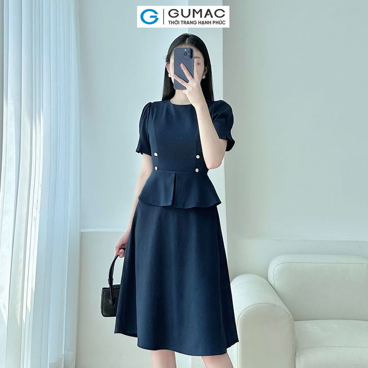Đầm peplum phối nút thời trang gumac lde0404 - de04025