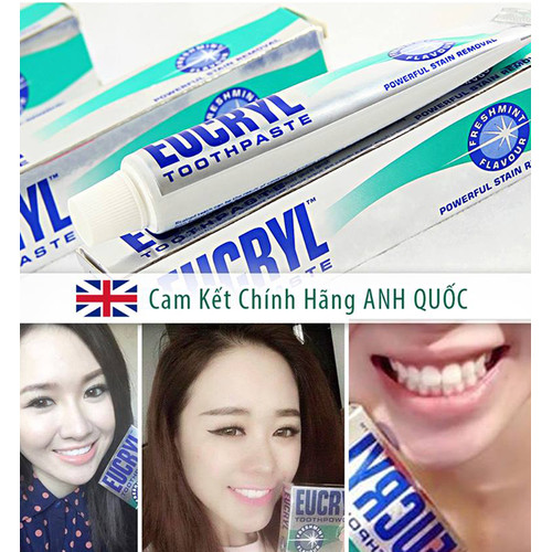 Kem Đánh Răng Eucryl - Eucryl Làm Trắng Răng, Tẩy Trắng Eucryl Toothpaste 62gr