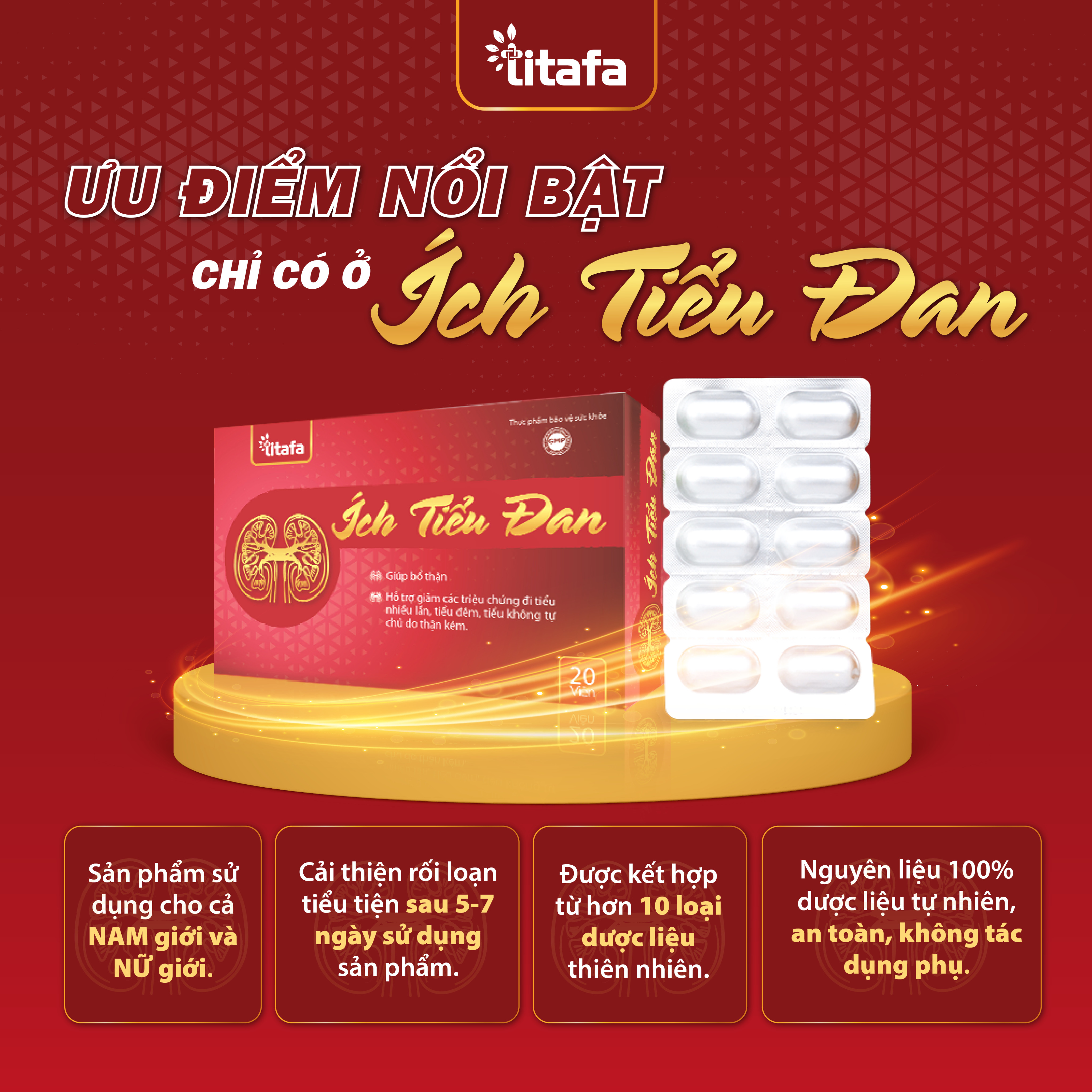 Ích Tiểu Đan hỗ trợ giảm tình trạng tiểu đêm, tiểu nhiều lần 20 viên - Luxcare