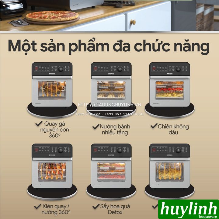 [Voucher 350k] Nồi chiên không dầu điện tử 2Good Vortex S20 - 14.5 lít - Tặng găng tay - 16 chức năng