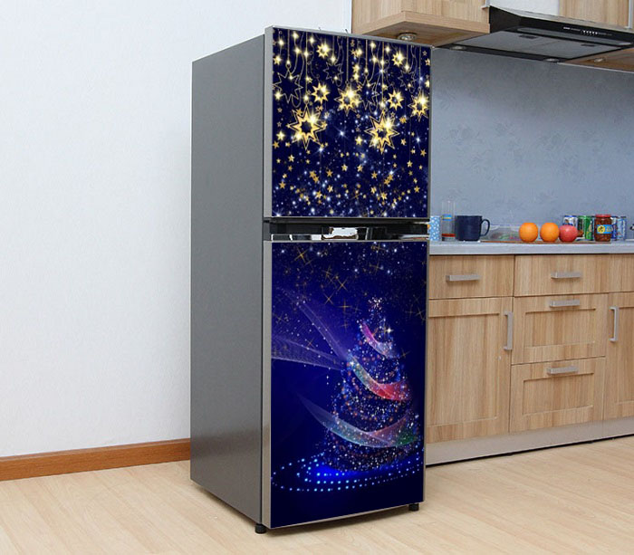[HCM]Decal dán tủ lạnh chất liệu cao cấp có sẵn keo - Cây thông Noel xanh