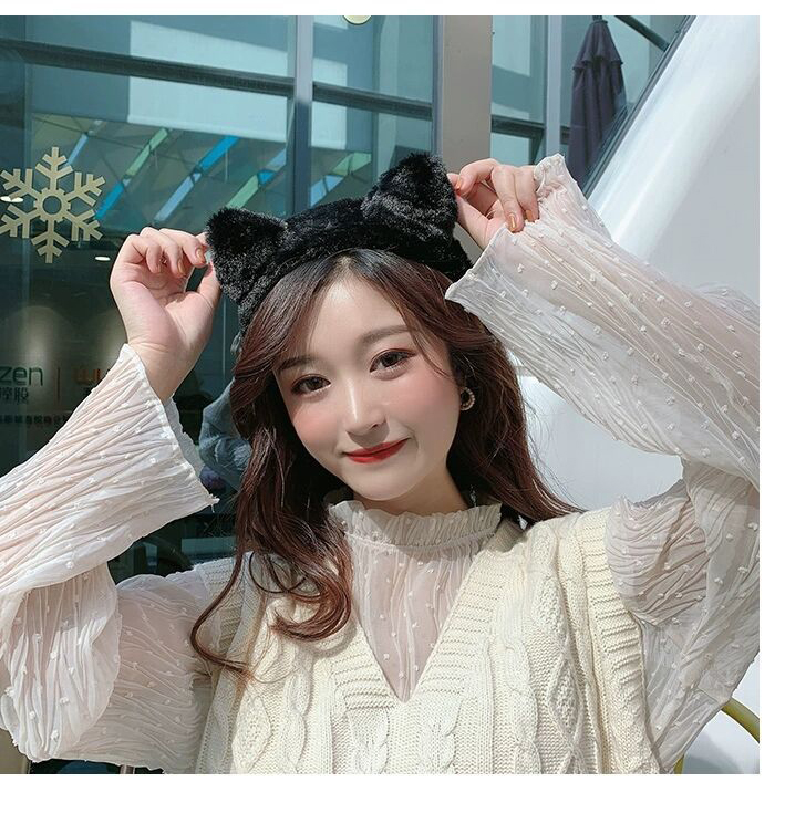 Băng Đô Bờm Tai Mèo Cài Tóc Nữ Sang Trọng