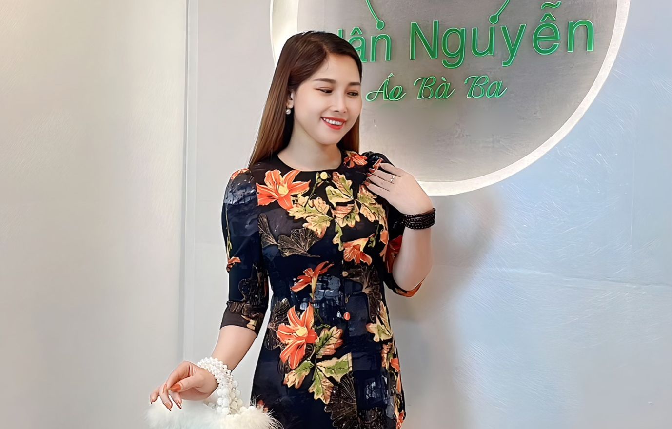 B.A66 - Áo Bà Ba Lụa in Hoa Ly Dây Kéo Nút Bọc (Áo Lẻ)
