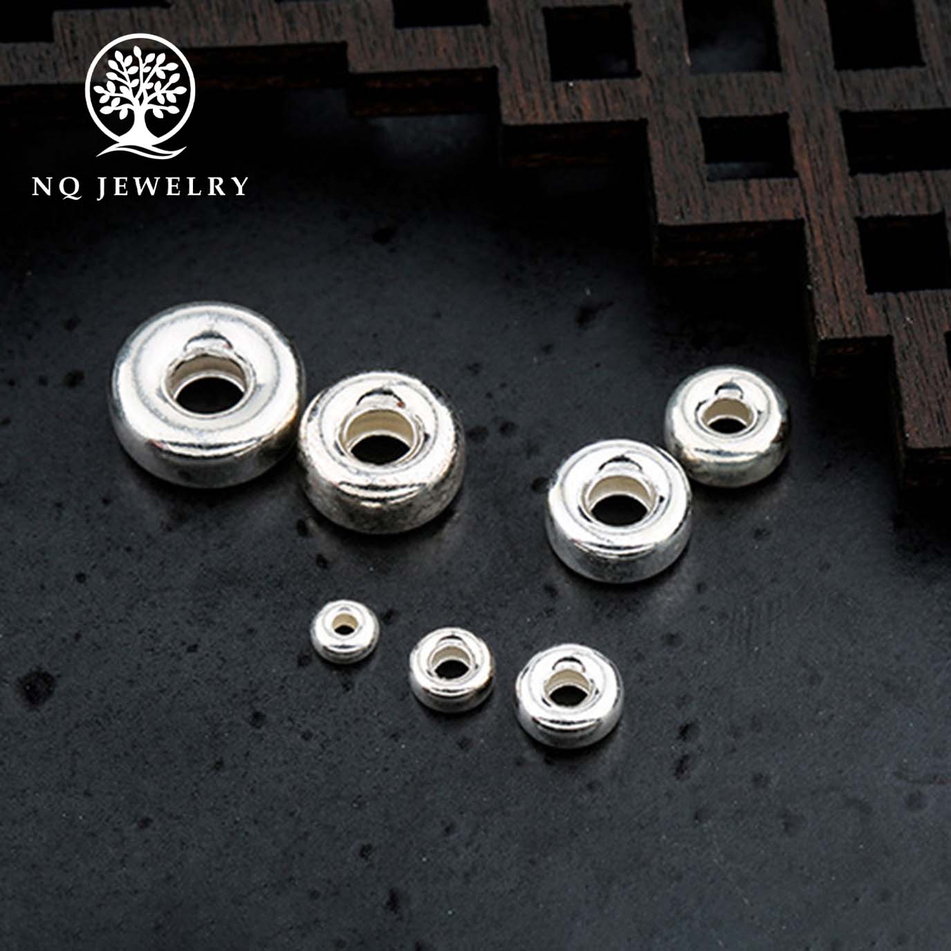 [HCM]Charm bi bạc hạt dẹp - hạt cườm bạc - NQ Jewelry