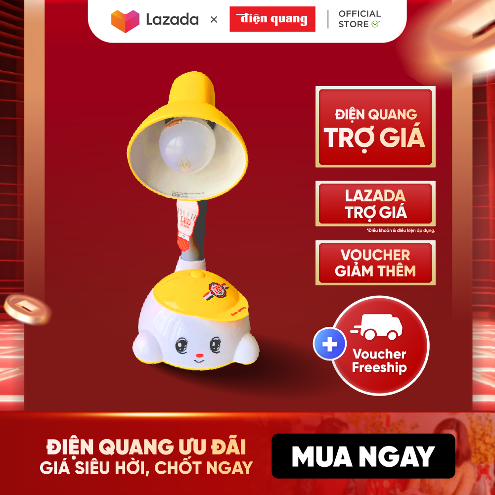 Đèn bàn Điện Quang ĐQ DKL04 B (kiểu trẻ em, vàng trắng, ánh sáng trắng, cắm điện trực tiếp)