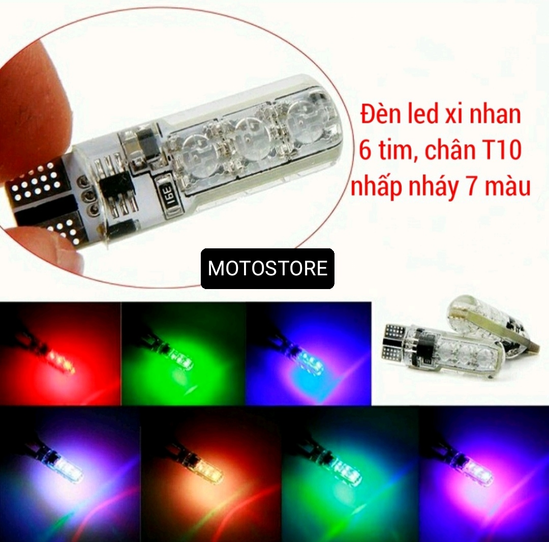Đèn led xi nhan 6 tim nhấp nháy 7 màu
