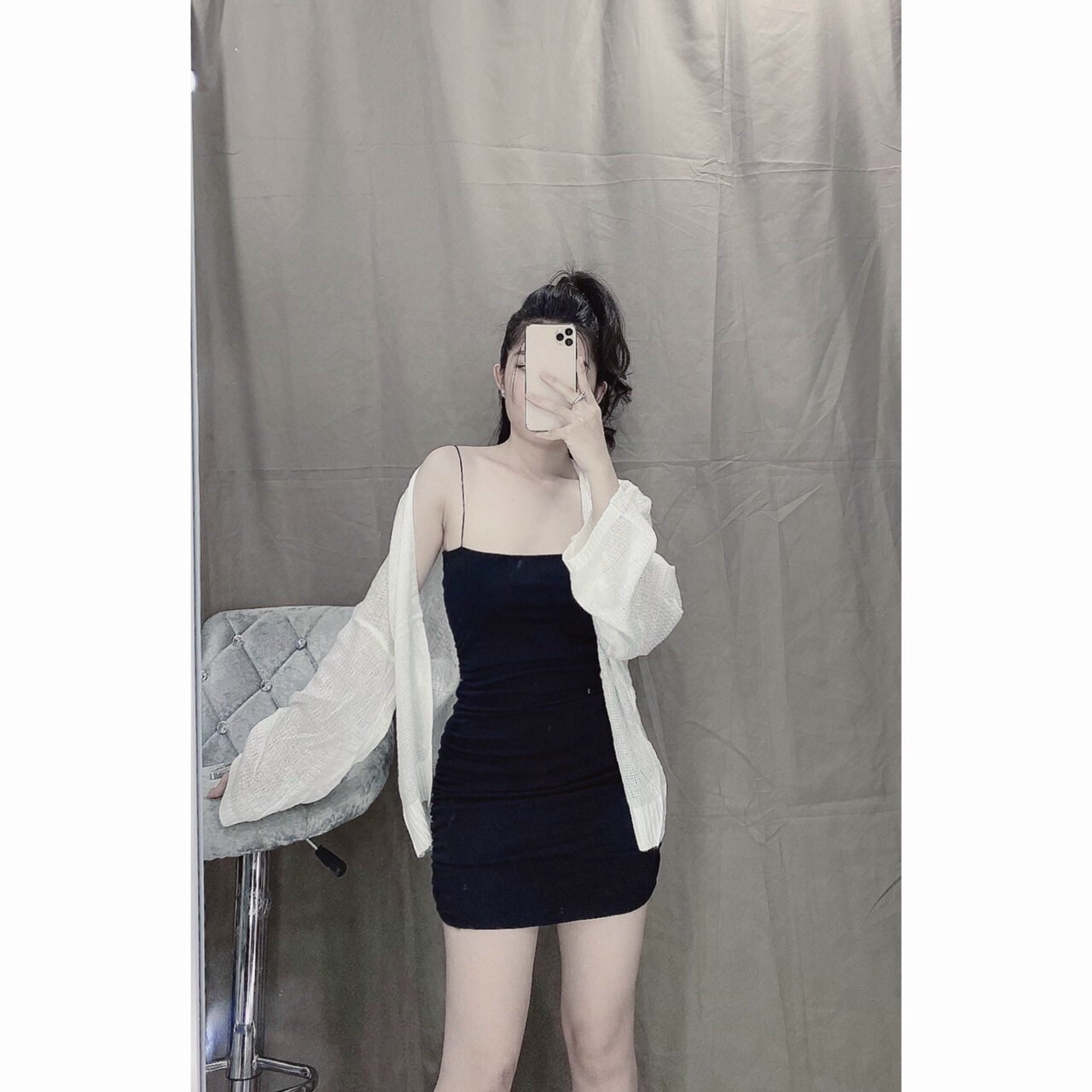 Set Đầm Body Nhún Sườn + Áo Khoác Len