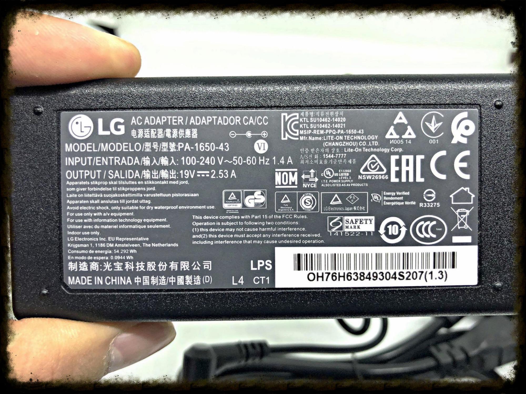 Adapater màn hình LG 19v 2.53a BẢN GỐC