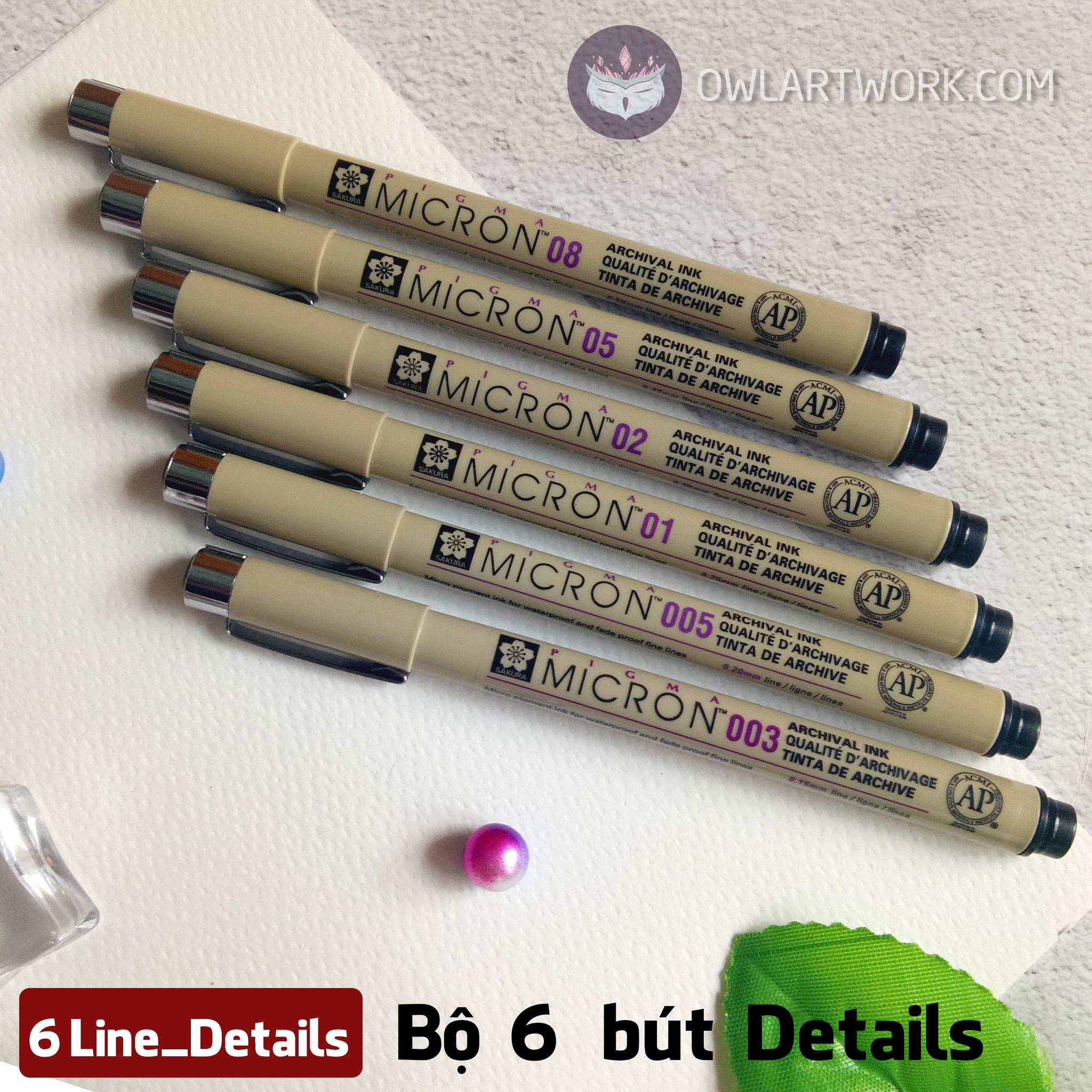 [HCM]Bộ 6 Bút Vẽ Đi Nét Chi Tiết (Details) Sakura Micron