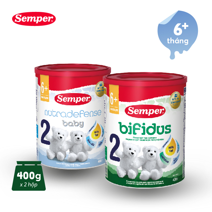 Combo 2 Sữa bột công thức Semper Baby Nutradefense 2 400g hộp và Semper