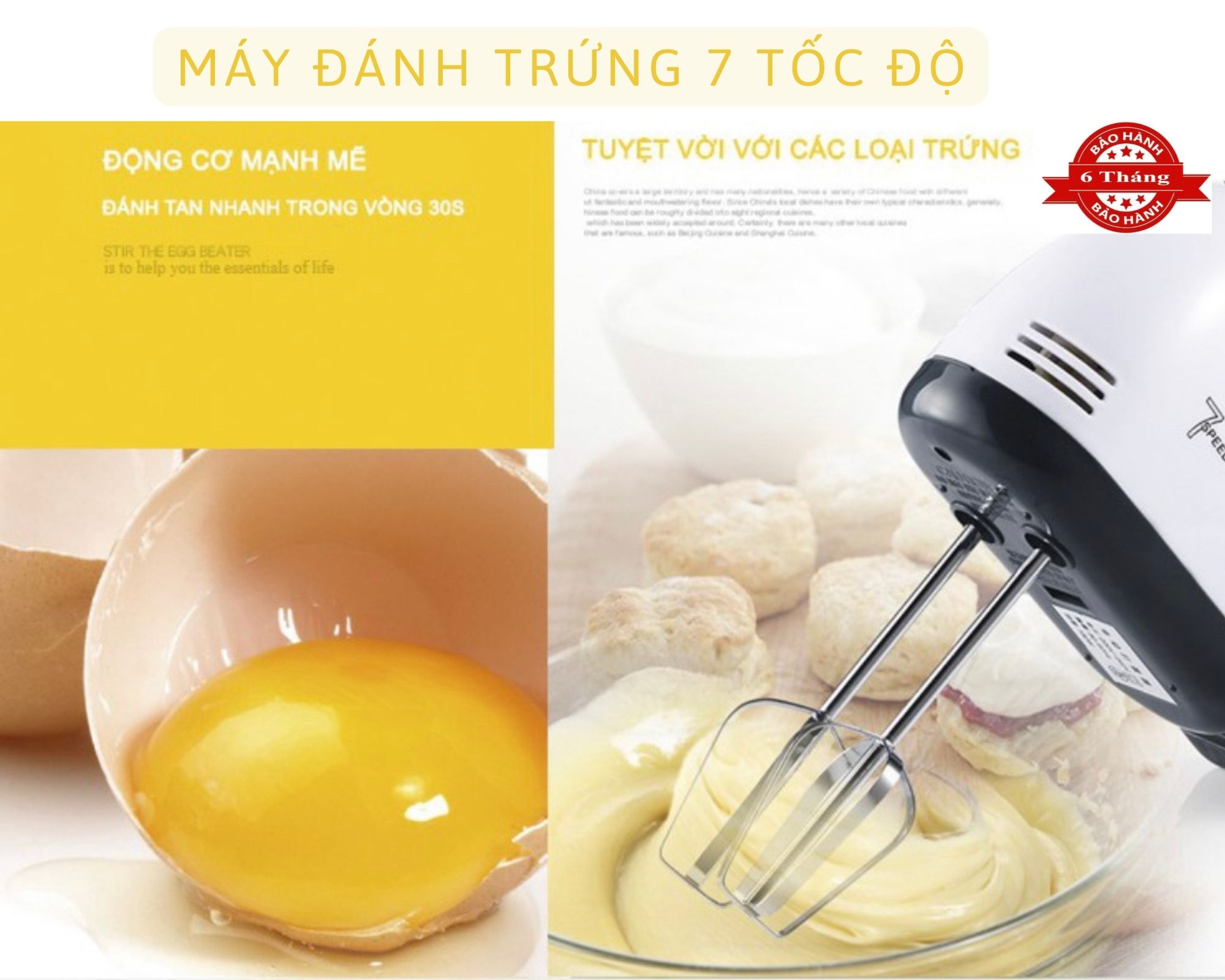 Máy đánh trứng đa năng 7 tốc độ 260w-BẢO HÀNH 12 THÁNG