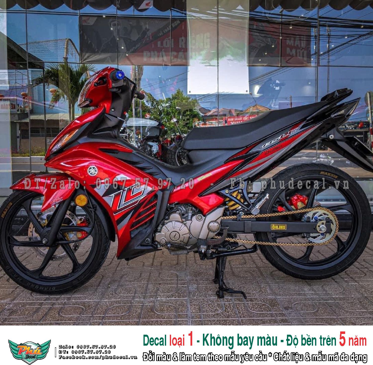 Tem rời xe exciter 135 lc đỏ đen mới