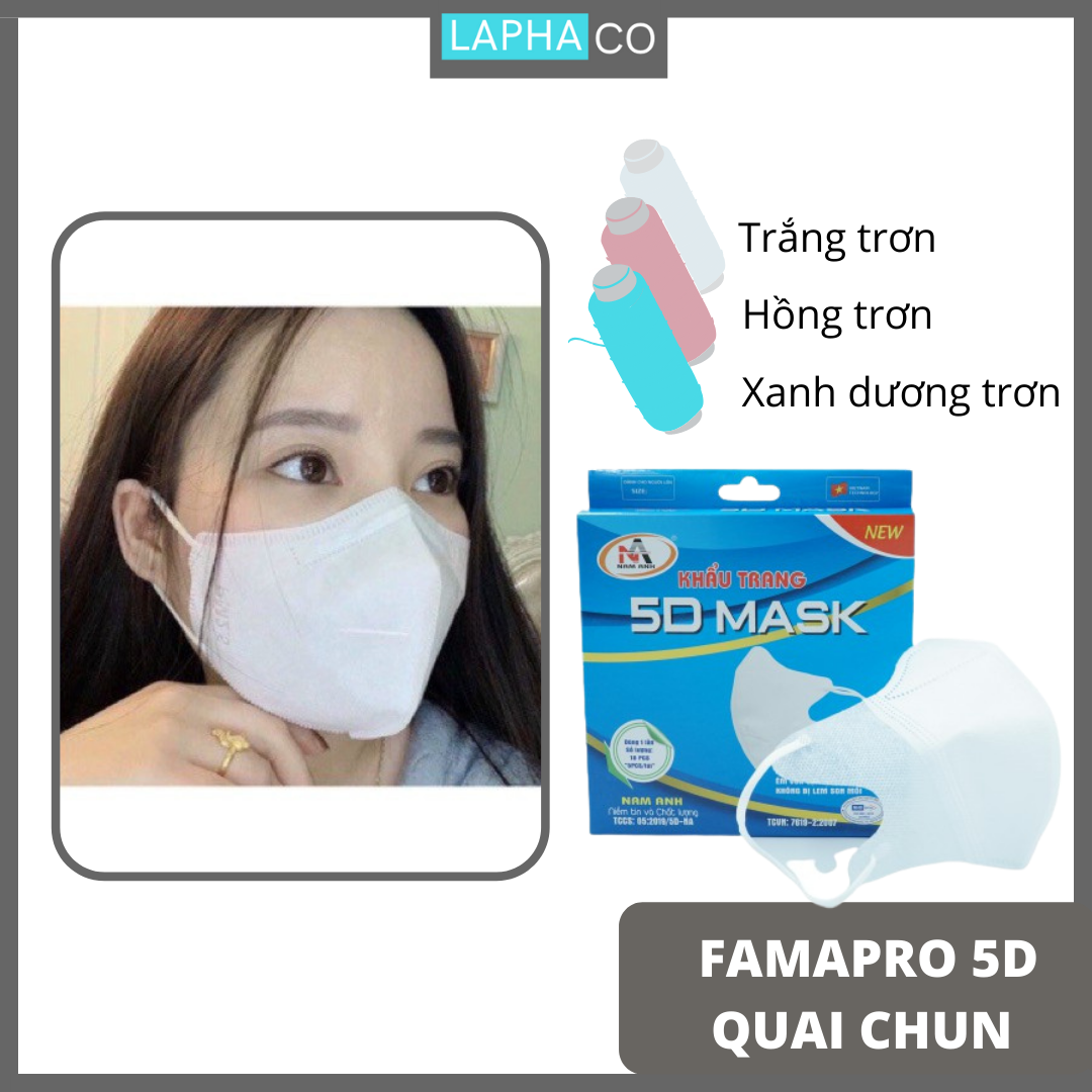 10 cái Khẩu trang y tế kháng khuẩn 3D 5D quai chun 3 lớp Nam Anh Famapro