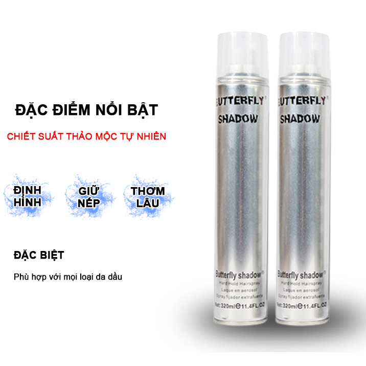 Gôm Bạc Xịt Tóc Butterfly Shadow 320ml  [chính hãng] Camy shop68