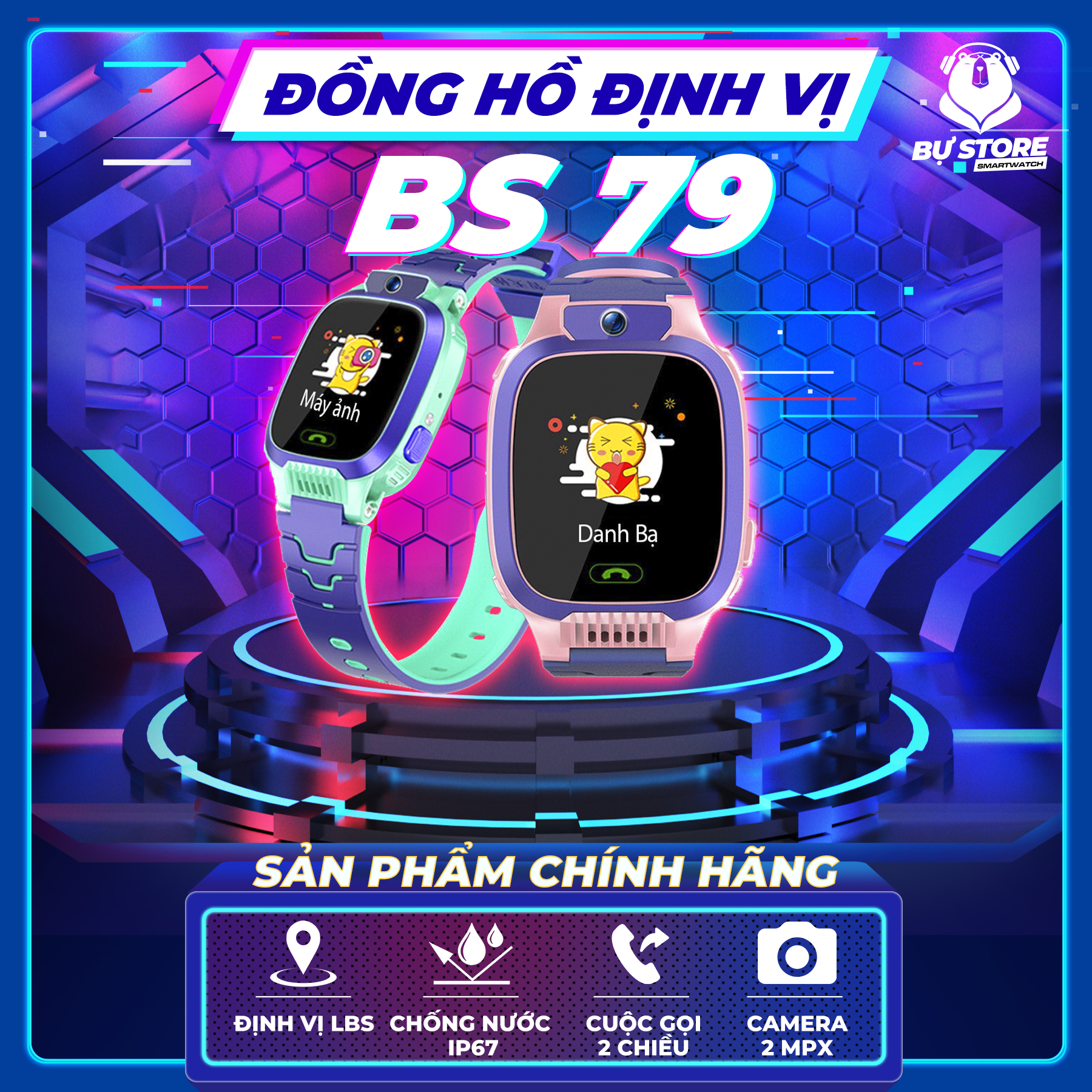 [ Tặng Củ Sạc ] Đồng Hồ Thông Minh Chống Nước BS 79 - Hình Thật - (Hot nhất năm 2022)