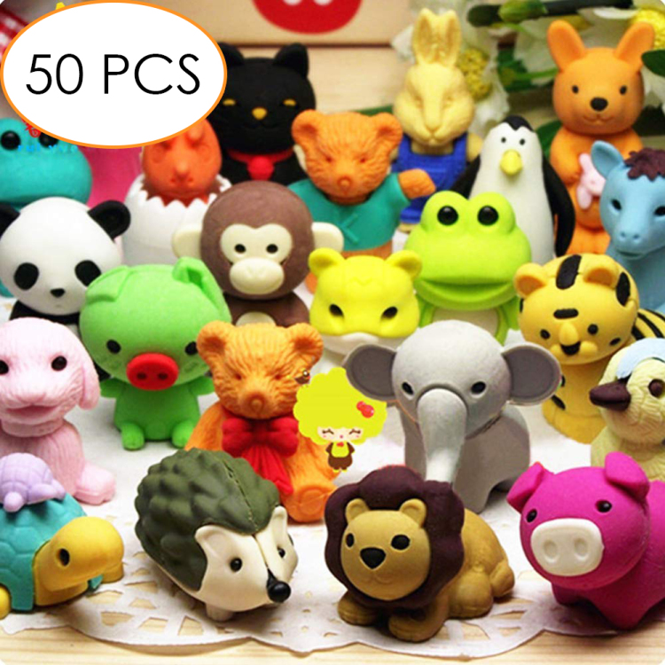 Kids Erasers 50pcs Classroom Prizes for Students Puzzle Erasers Toys Gifts