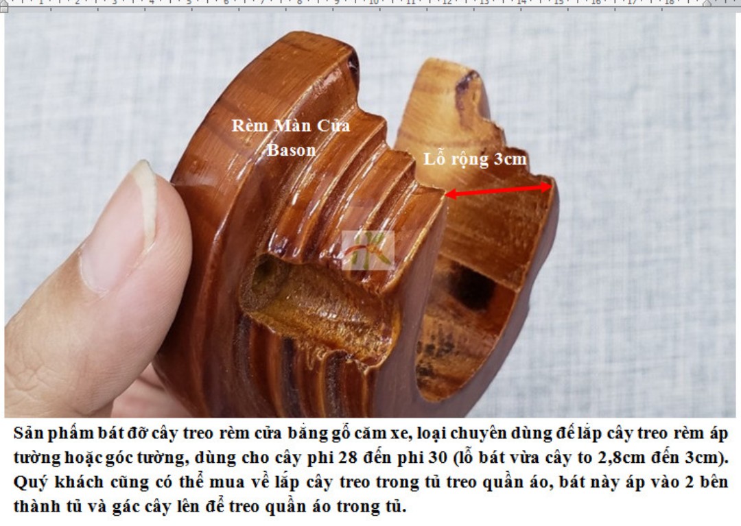 Bát Đỡ Thanh Treo Rèm Áp Tường Bằng Gỗ