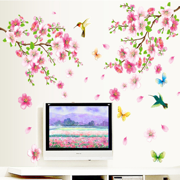 DECAL DÁN TƯỜNG TẾT CÀNH ĐÀO HỒNG 5