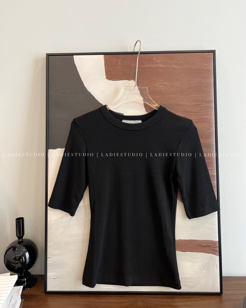 Áo thun trơn tay lửng chất dày dặn, AO47, Ladie Studio