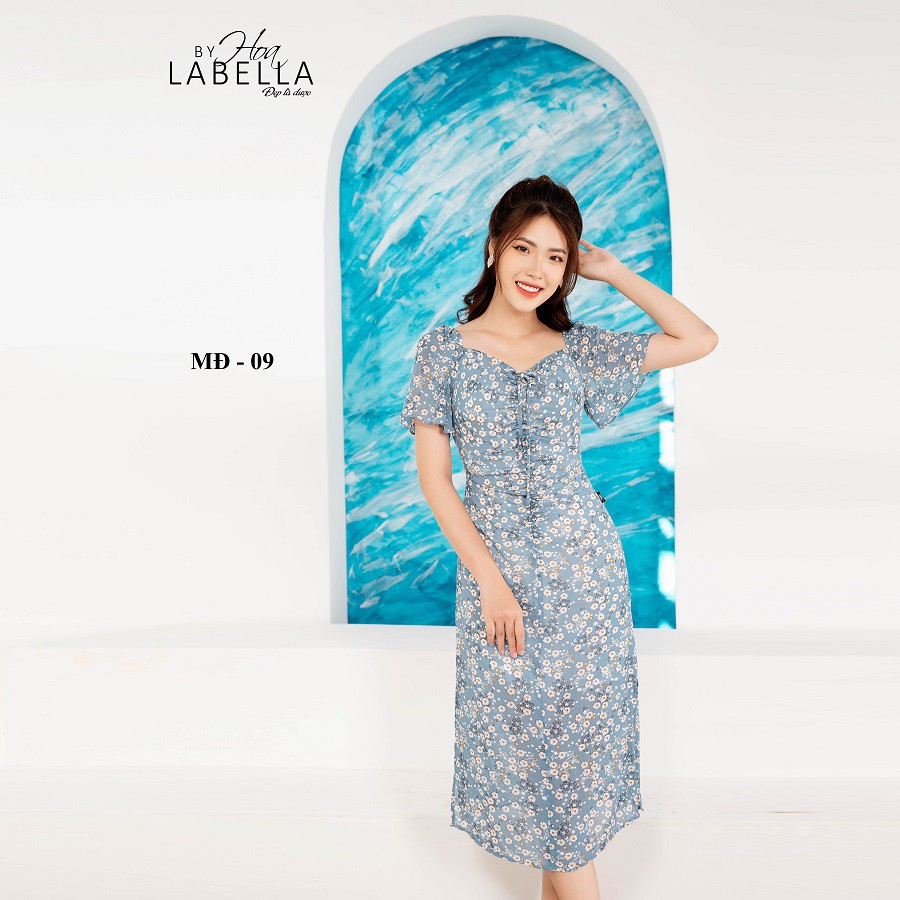 Đầm Nữ HOABELLA Nhún Ngực Hoa Nhí Chất Liệu Voan Lụa (MD09)