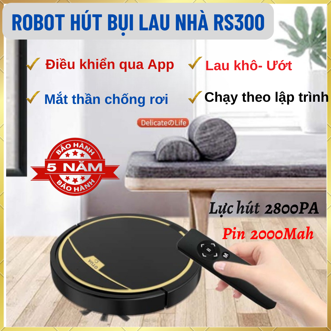 Robot Hút Bụi, Ro Bot Lau Nhà Hút Bụi lực hút mạnh mẽ, mắt thần chống rơi tốt hơn robot hút bụi Ecovacs, Xiaomi, Hasari, Deebot