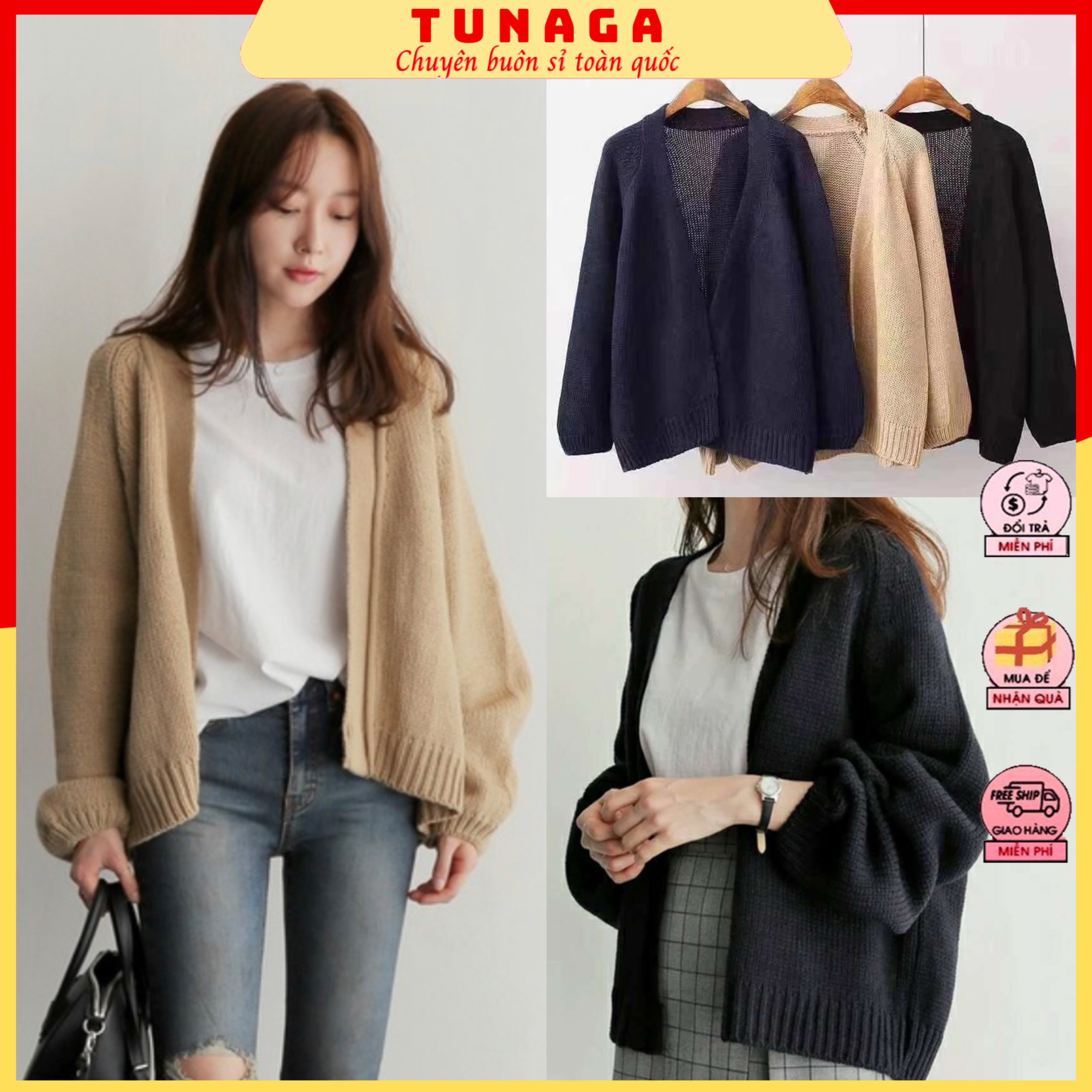 [ÁO CHOÀNG NỮ ] Áo Khoác Cardigan Len Nữ Hàn Quốc-Áo Len Nữ Basic Dày Dặn