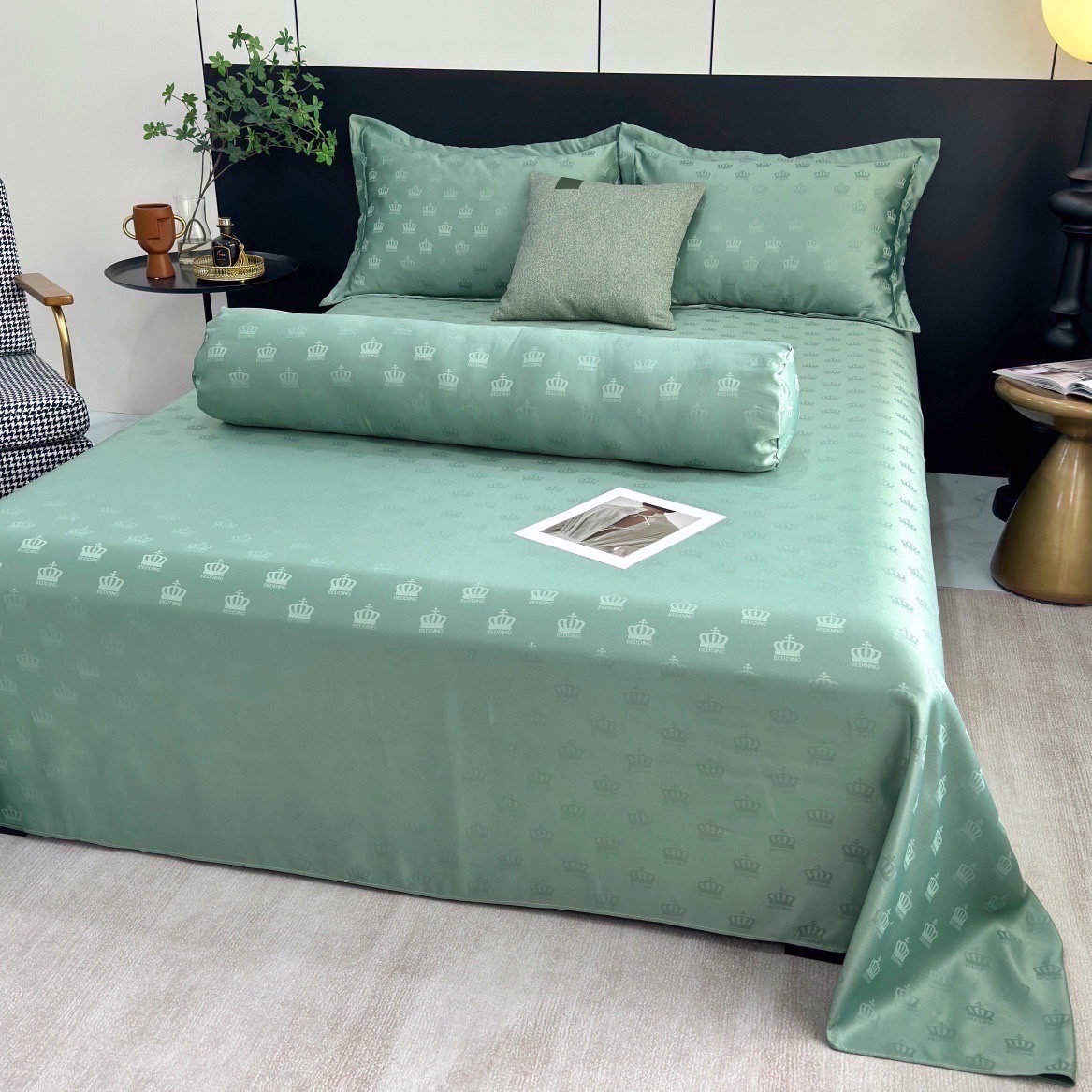 SET 3 MÓN VỎ GA GỐI PHI LỤA DỆT CHÌM CROWN SIÊU XINH FULL MÀU