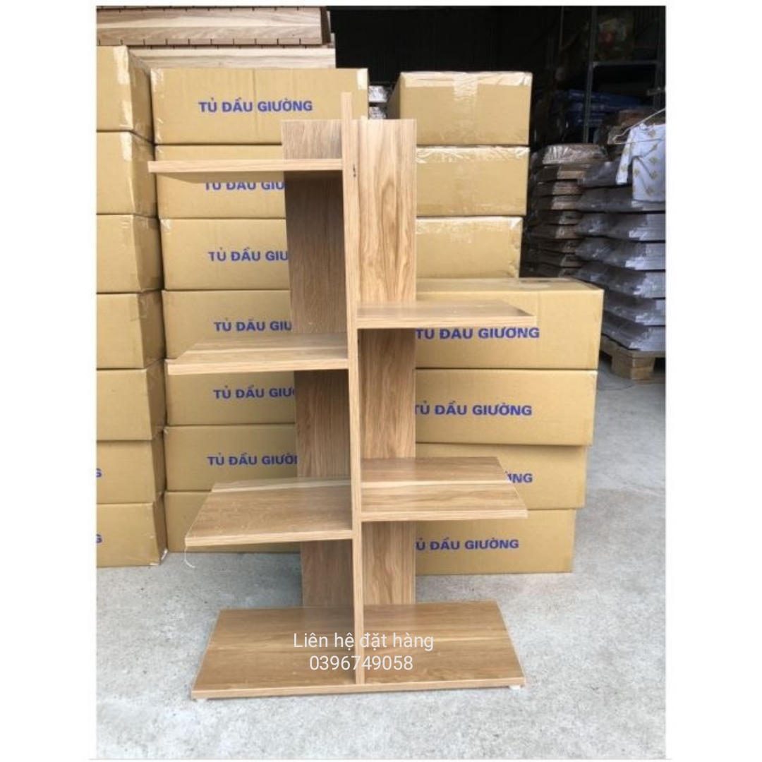 Kệ Sách Vân Gỗ Vuông 5 Tầng - Lắp Ghép