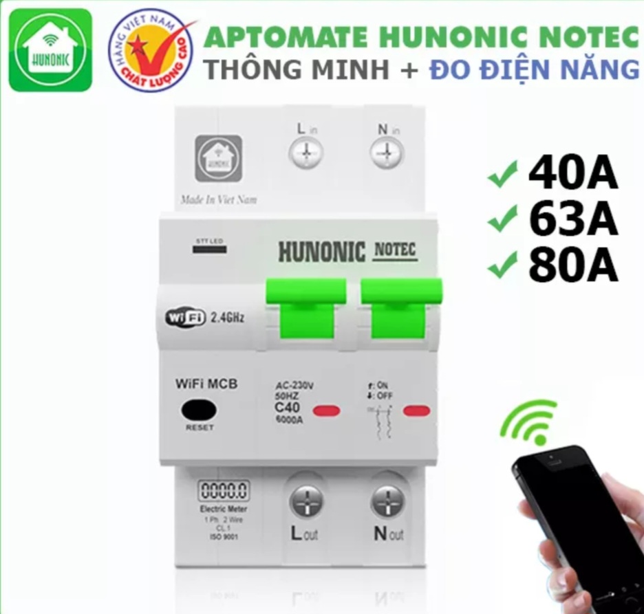 Aptomat Đo Năng Lượng Hunonic Notec