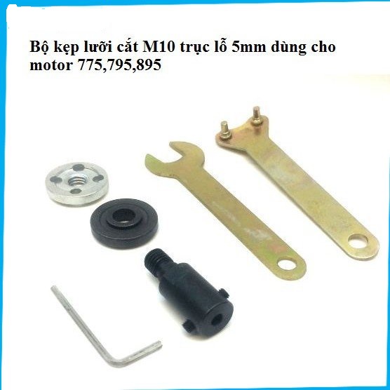 Bộ trục giữ lưỡi cắt m10 lỗ trục 5mm,6mm,8mm,10mm chế máy cắt mini từ motor 775, 795, 895