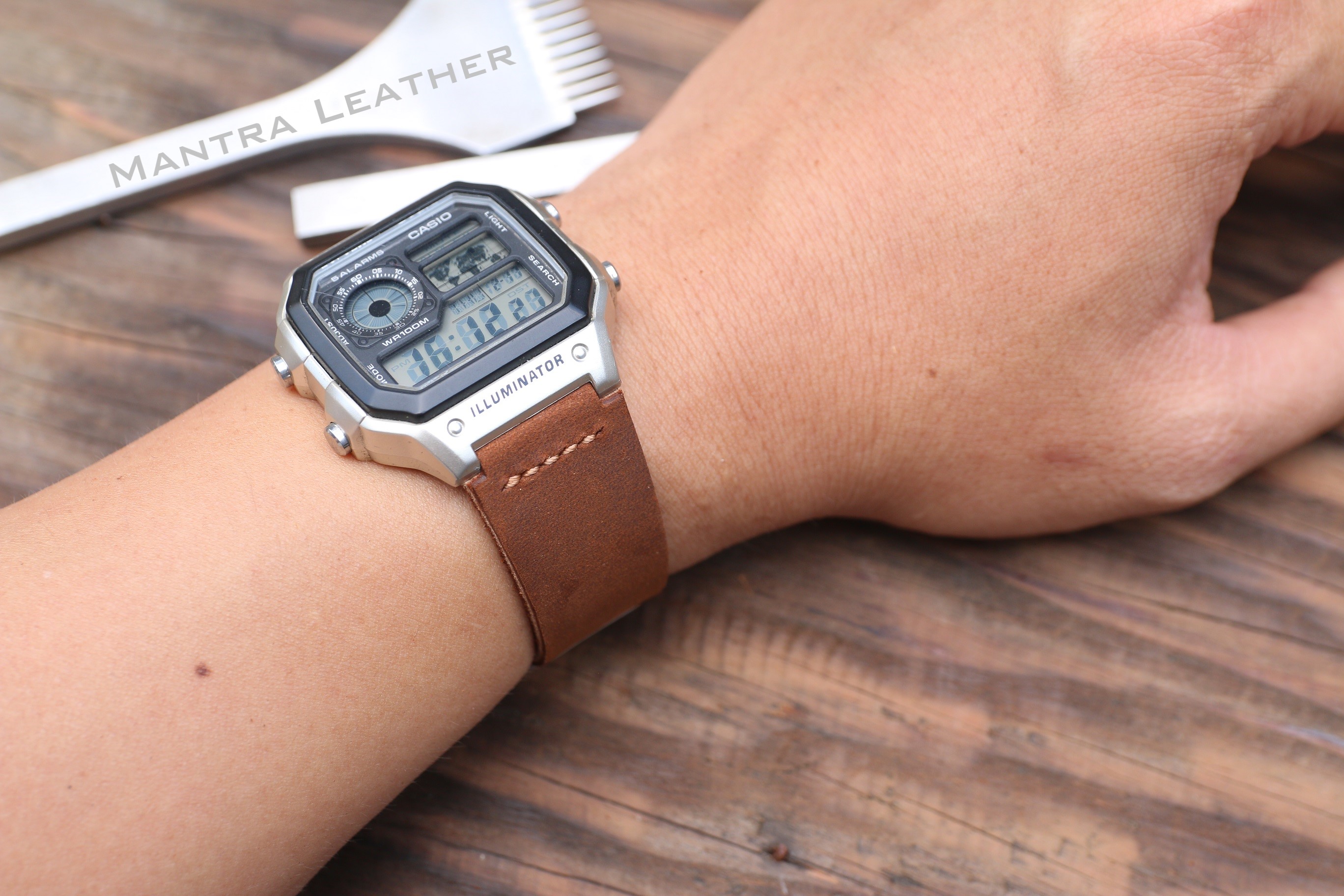 Dây da thay thế đồng hồ Casio AE1200 da thật