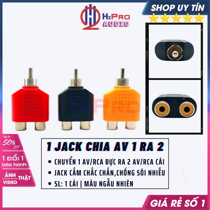 1 Jack Chia Av 1 Ra 2 H2Pro Bền Cao Cấp Chống Nhiễu-Sôi, Rắc Chia 1 Av/Rca Ra 2 Av/Rca Cái Chân Thẳng-H2Pro Audio