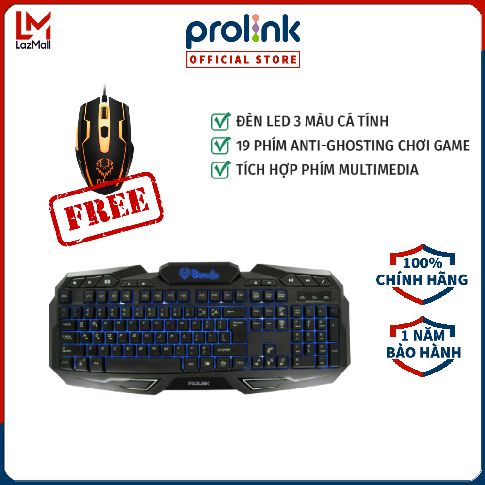 Bàn phím game 3 màu Prolink PKGM9302 - Hàng chính hãng