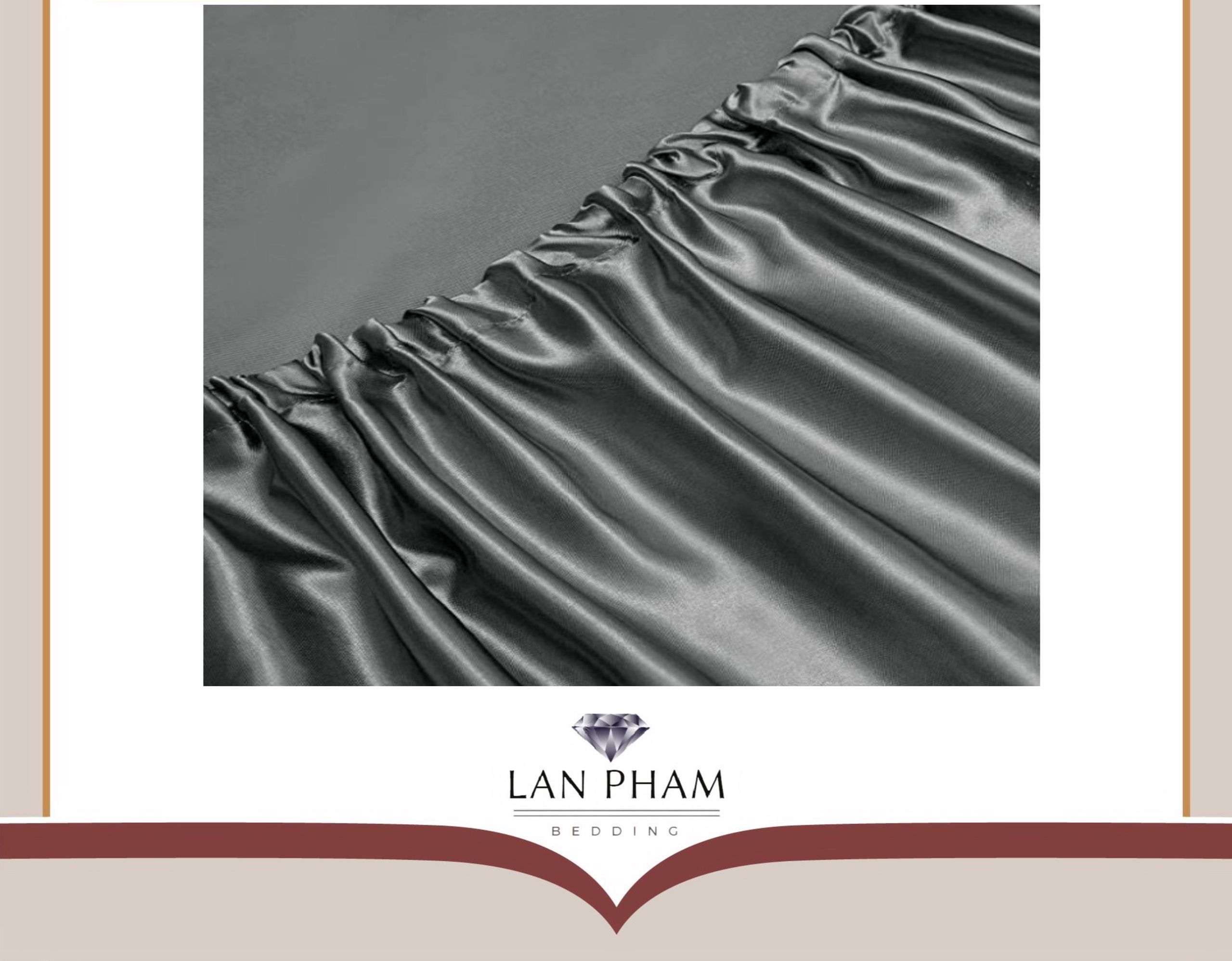 ( Lụa Loại 1) Bộ 4 Món Ga Gối Phi Lụa Màu Xám Đậm Cao Cấp Mềm Mại Lan Pham Bedding