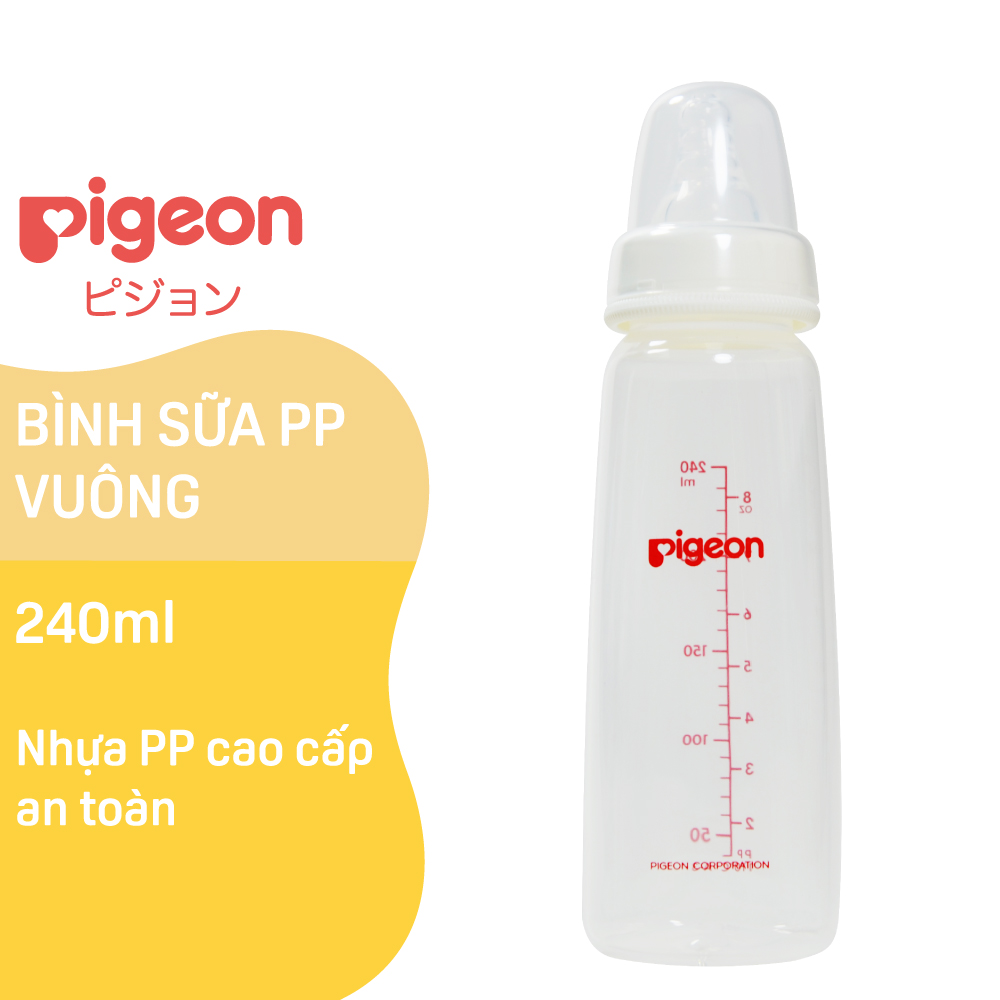 Pigeon Baby Milk Bottle with Narrow Neck, High-Quality Pp Plastic, 240ml (m), Genuine Super Soft Nipple, Anti-Choking, Anti-Colic for Newborns.