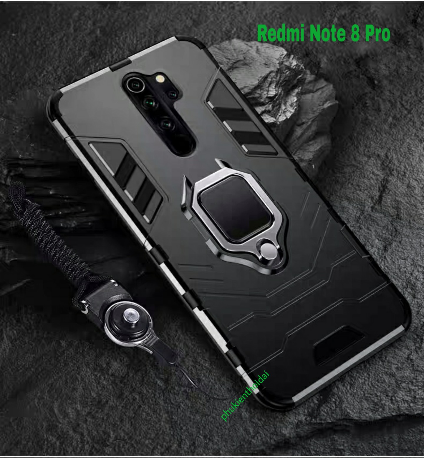 Ốp lưng Xiaomi Redmi Note 8 Pro Iron Man Iring siêu bền chống sốc chống va đập trên 2 mét ( không kèm dây )