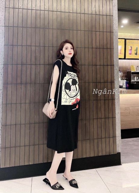 [Yến Trần] Đầm Suông - Váy Suông Mick Loang From Rộng, Dáng Dà,i Tay Hến, Chất Cotton