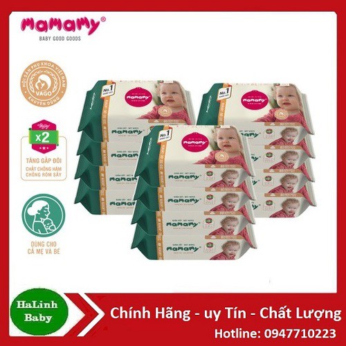 Combo 10 gói Khăn ướt Mamamy  120 (tờ không mùi)...