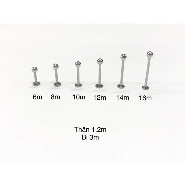 Khuyên môi/cằm/má basic đủ size