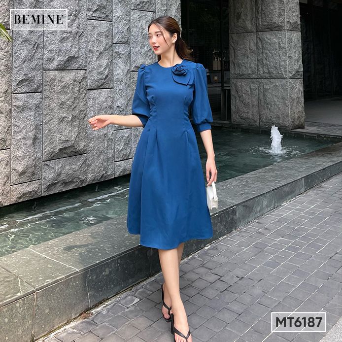 Đầm đính hoa ngực tay lở BEMINE MT6187