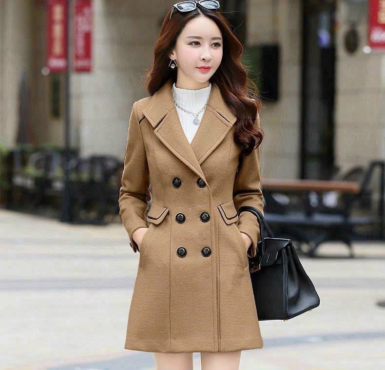 ÁO KHOÁC DẠ LEN PHỐI NÚT PHỐI CỔ XẺ CAO CẤP
