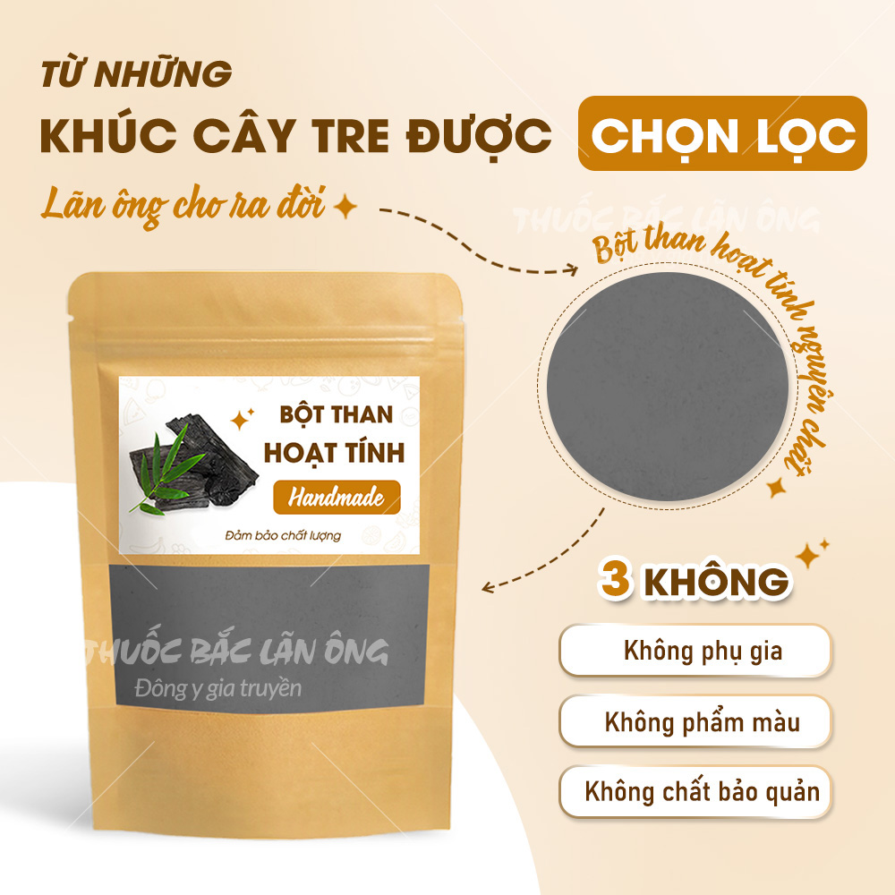 Bột than hoạt tính nguyên chất 100g (Bột tinh than tre, tẩy trắng răng hiệu quả)