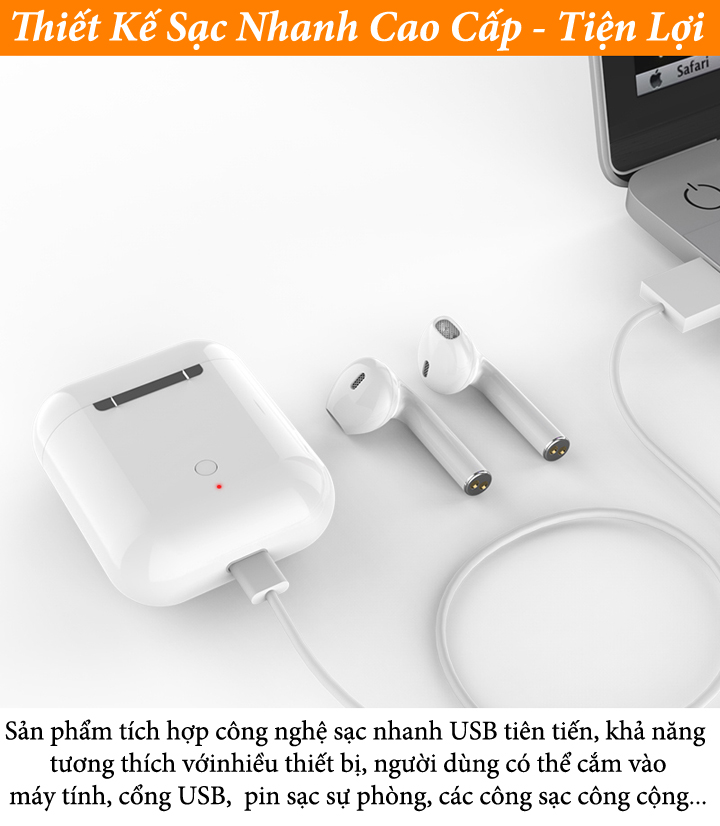Tai nghe Bluetooth Không Dây i12 TWS Bản Nâng Cấp Chip 5.0, Tai Nghe Không Dây CHẤT LƯỢNG TỐT, Tai Nghe Bluetooth Mini, tai nghe bluetooth không dây bản nâng cấp tai nghe i12, BH uy tín 1 đổi 1
