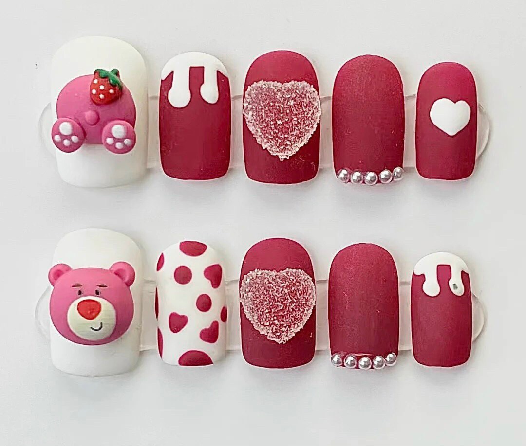Charm Gấu Dâu, Phụ Kiện Trang Trí Móng - Sugar Nails