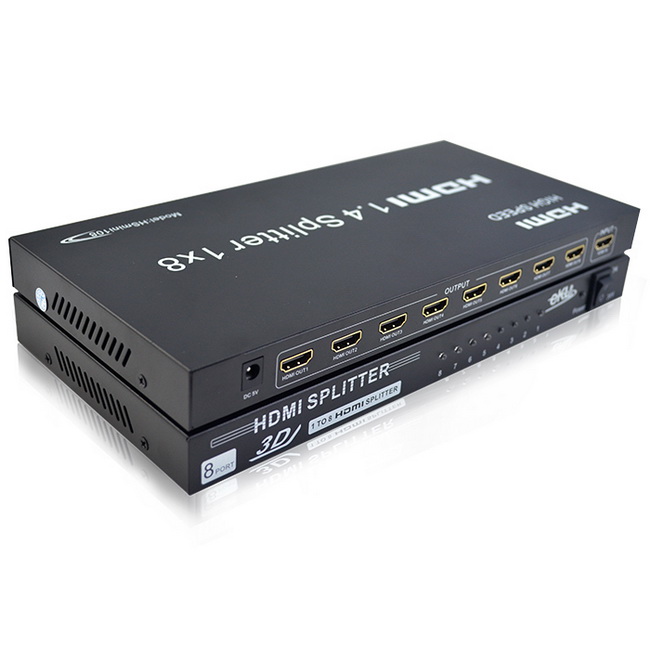 Bộ chia hdmi 1 ra 8 full hd hub hdmi 8 cổng kèm nguồn - at