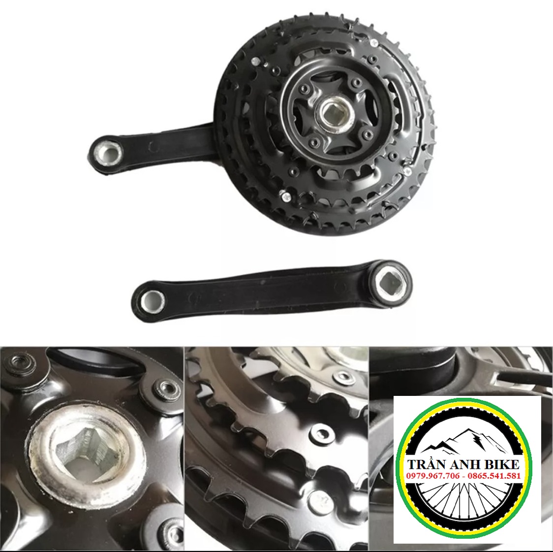 Đùi Dĩa (Giò Dĩa) Xe Đạp 3 Tầng PROWHEEL Crankset AD43 24-34-42T