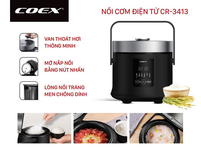 Nồi cơm điện tử 0,8L Coex CR-3413