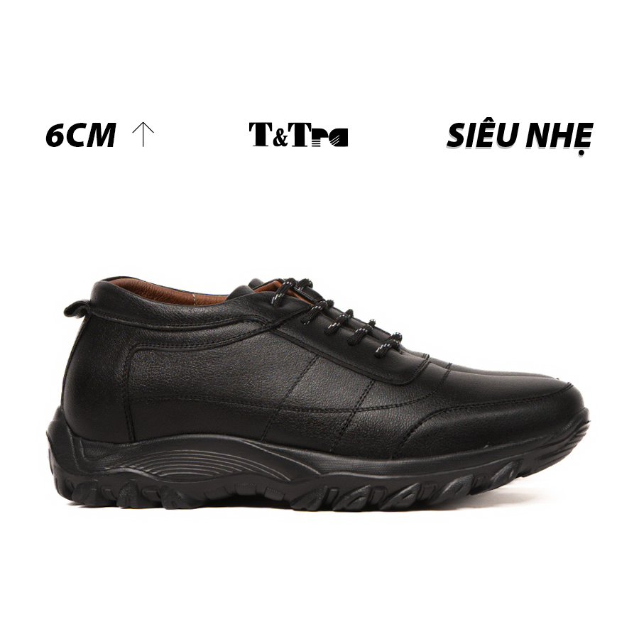 [10CM] Giày Nam Đế Cao T&Tra T37 Đen - Nhẹ Hơn và Ít Dốc Hơn