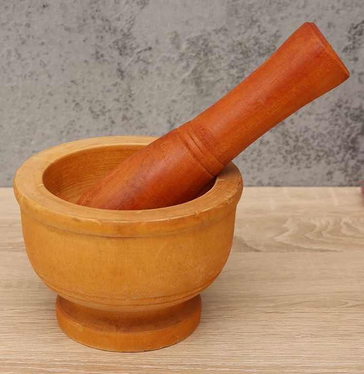 Bộ Chày và Cối Gỗ Tự Nhiên Bền Bỉ,  Sử Dụng Lâu Dài Trong Gia Đình sử dụng đâm tiêu, hành, tỏi,.. và dễ vệ sinh sau sử dụng